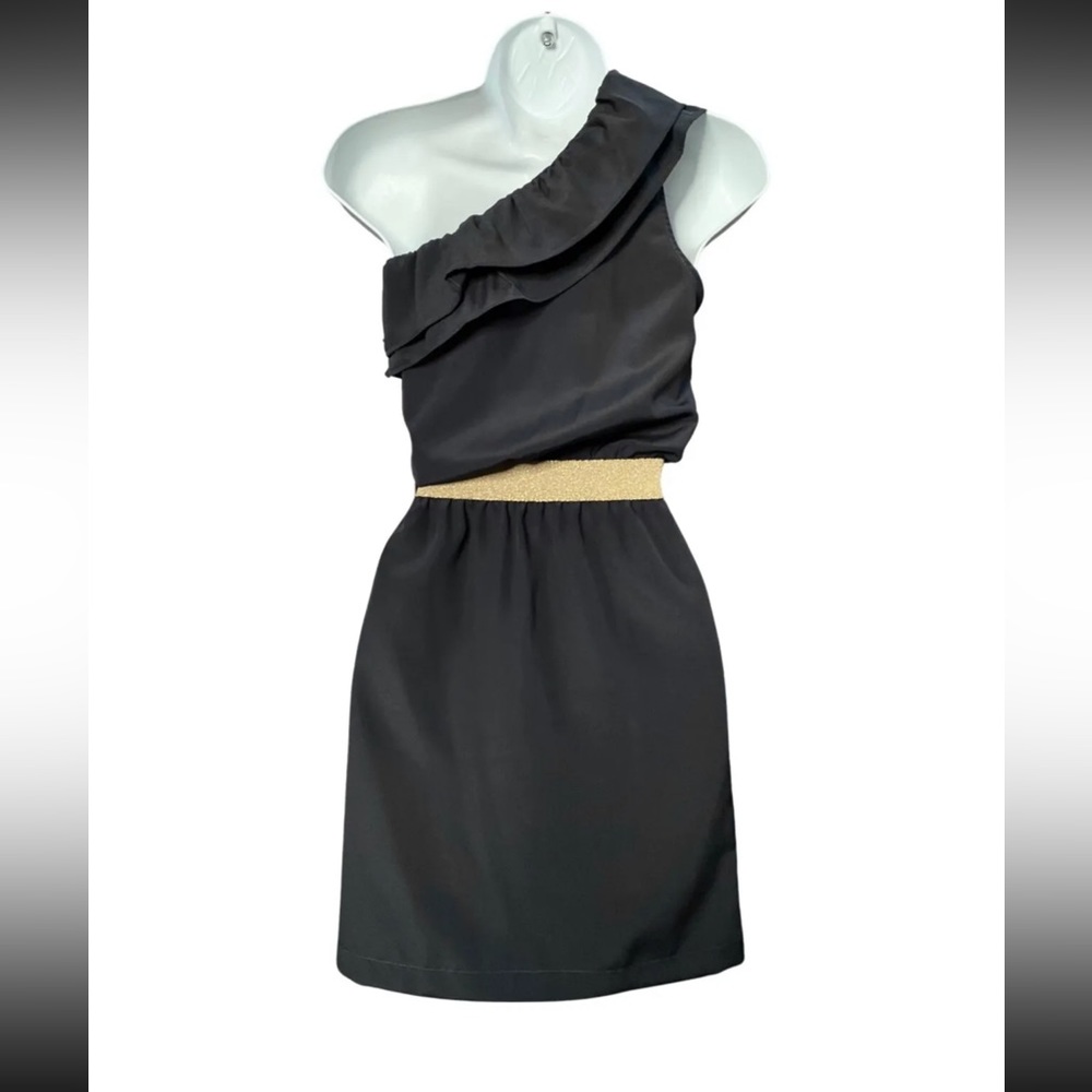NWT Saks￼ 5th Ave One Shoulder Goddess Eight Sixty Blue Chiffon Mini Dress - Picture 6 of 6